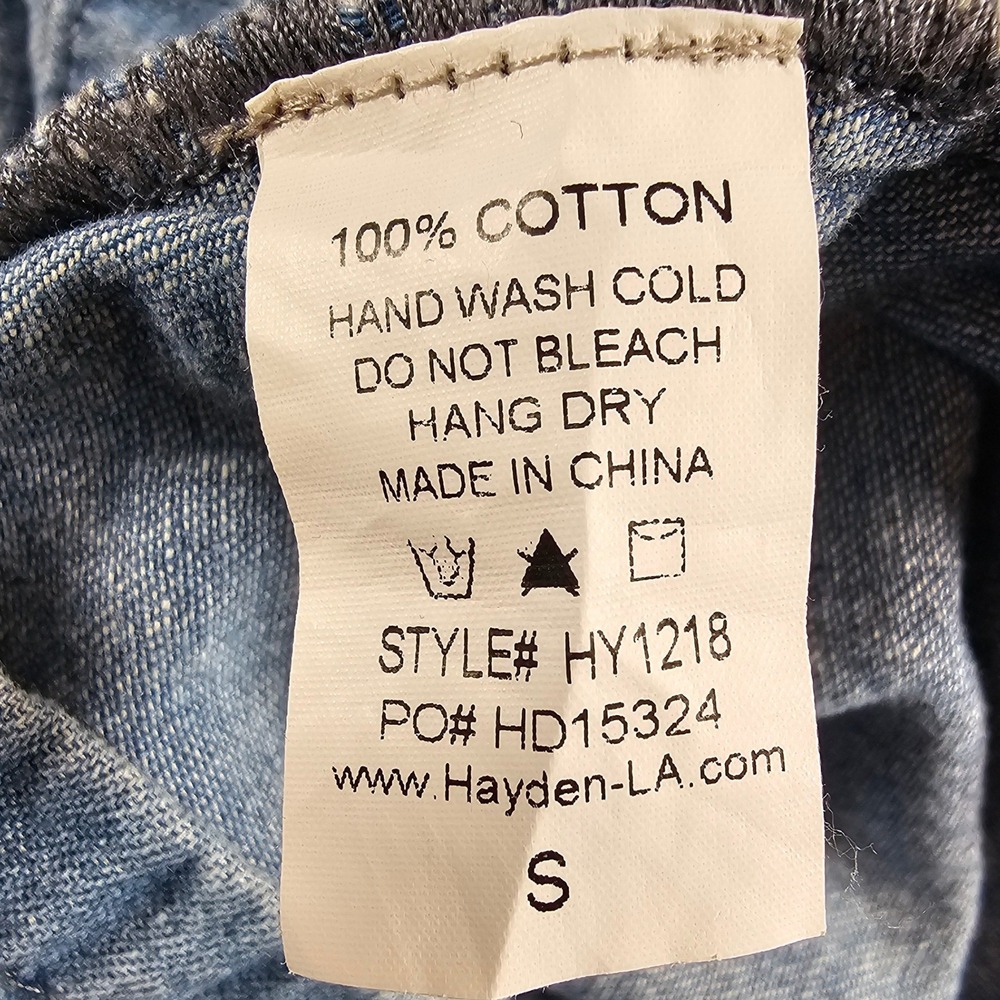 Hayden Los Angeles Blue Chambray Tiered Mini Dress Off Shoulder HY1218 Small - Picture 4 of 6
